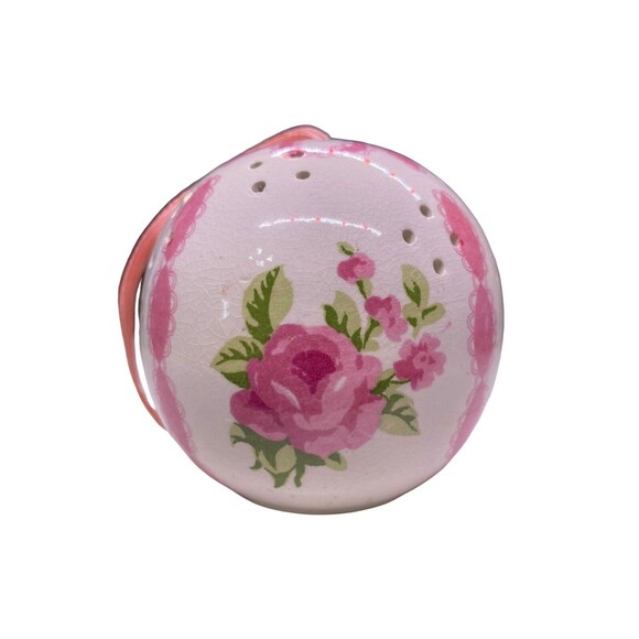 Vintage Ceramic Potpourri Pomander Hanging Ball Floral Pink w/Potpourri - Picture 2 of 8